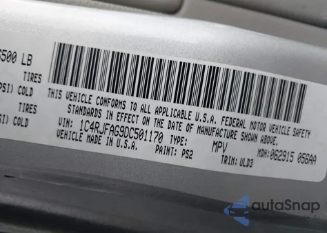 2013 Jeep Grand Cherokee Laredo из США, поврежденный, VIN 1C4RJFAG9DC501170